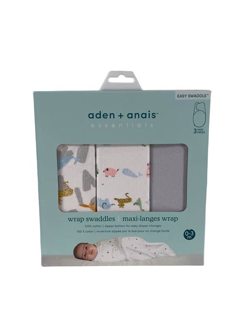 used Aden + Anais Essentials Easy Wrap Swaddle, 3 Pack, 0-3 Months, Alphabet Animals