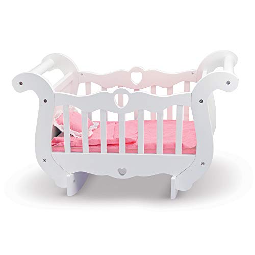 Melissa & Doug Wooden Doll Crib With Bedding