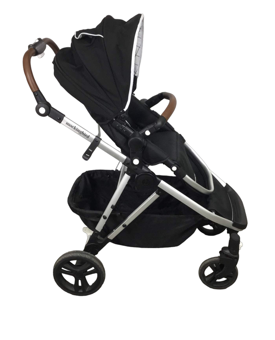 secondhand Mockingbird Single to Double Stroller, 2022, Silver with Penny Leather, Watercolor Drops, Black