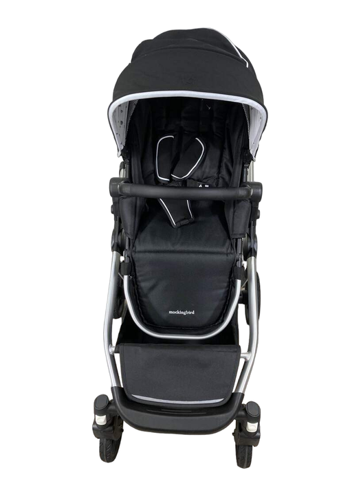 secondhand Mockingbird Single to Double Stroller, 2023, Silver with Black Leather, Black , Watercolor Drops