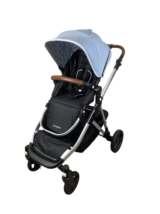 secondhand Mockingbird Single to Double Stroller, 2023, Silver with Penny Leather, Windowpane, Sky