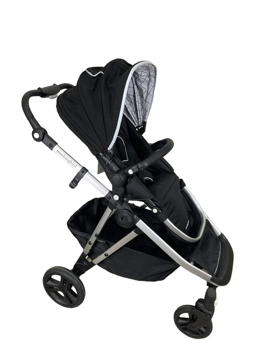 used Mockingbird Single to Double Stroller, 2022, Silver with Black Leather, Windowpane, Black