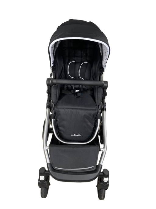 secondhand Mockingbird Single to Double Stroller, Silver with Black Leather, 2022, Black , Windowpane