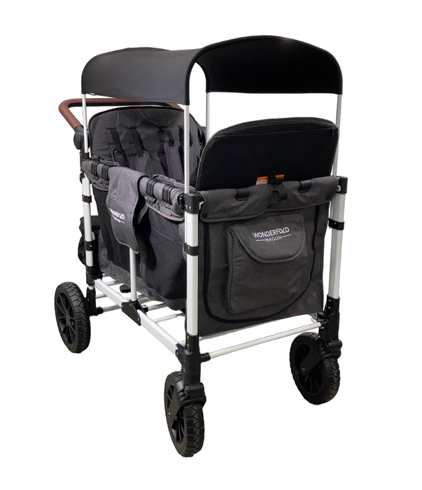 used Wonderfold W4 Luxe Quad Stroller Wagon, 2023, Charcoal Grey with White Frame