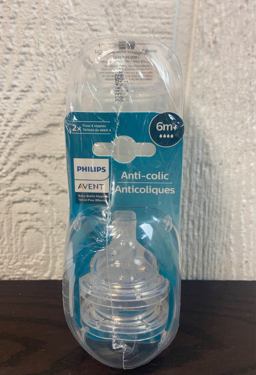 used Philips Avent Natural Baby Bottle Nipples, Flow 4 3m+, 4-Pack