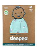 used Happiest Baby Sleepea Swaddle, Medium, Teal Planets