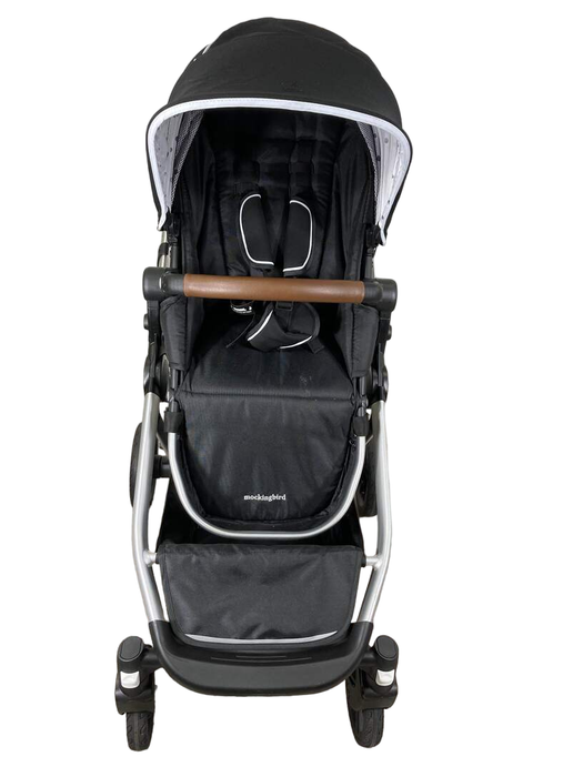 secondhand Mockingbird Single to Double Stroller, 2022, Silver with Penny Leather, Watercolor Drops, Black