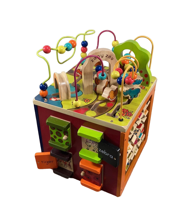 used B. toys Zany Zoo Wooden Activity Cube