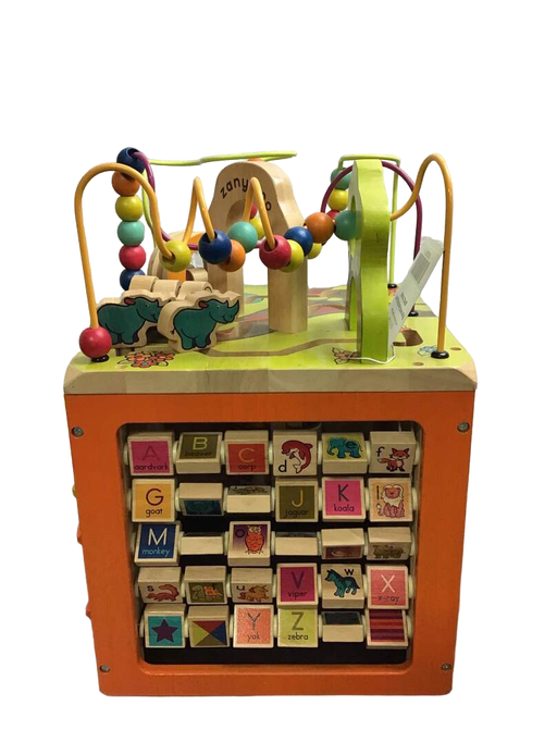 used B. toys Zany Zoo Wooden Activity Cube