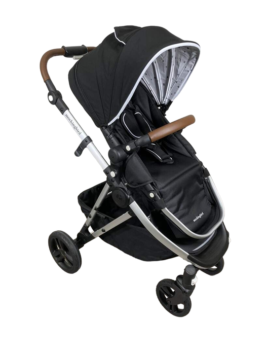 used Mockingbird Single Stroller, 2023, Black, Silver With Penny Leather, Watercolor Drops