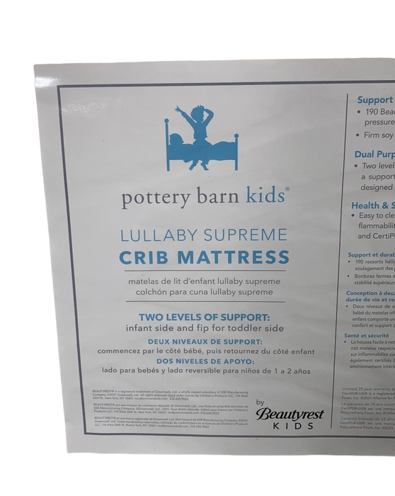 secondhand Pottery Barn Kids Beautyrest Lullaby Supreme Crib Mattress