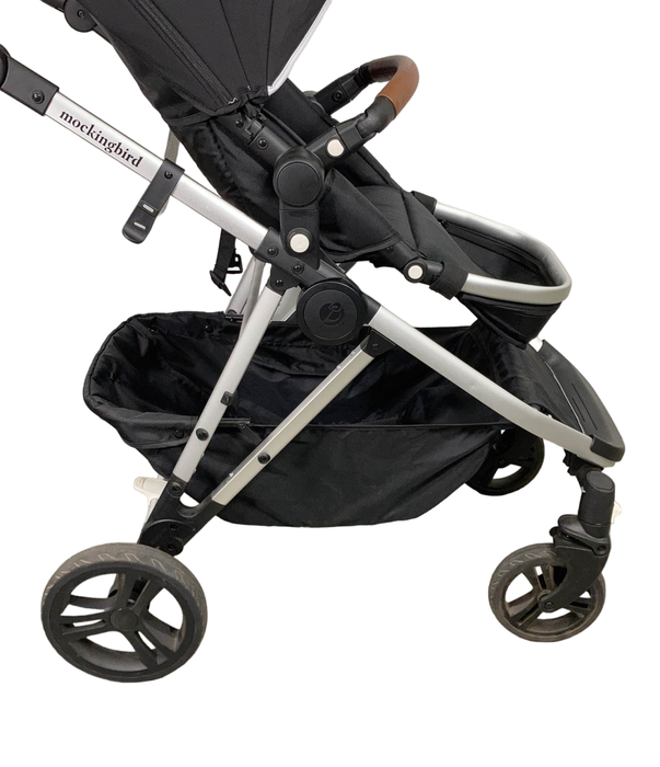 used Mockingbird Single to Double Stroller, 2022, Silver with Penny Leather, Watercolor Drops, Black