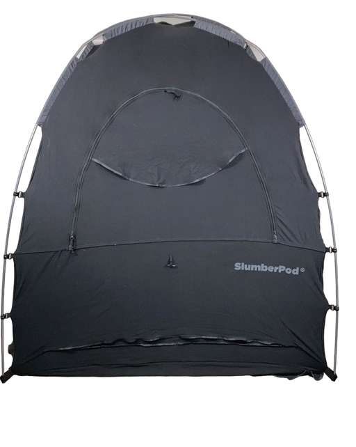 secondhand SlumberPod 3.0 Sleep Canopy with Fan, Black with Gray Accents