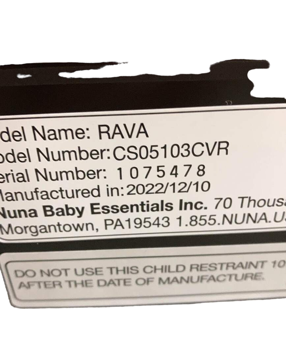 Nuna RAVA Convertible Car Seat, 2022, Caviar