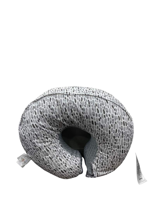 used Boppy Nursing and Infant Support Luxe Pillow, Gray Brushstroke Pennydot