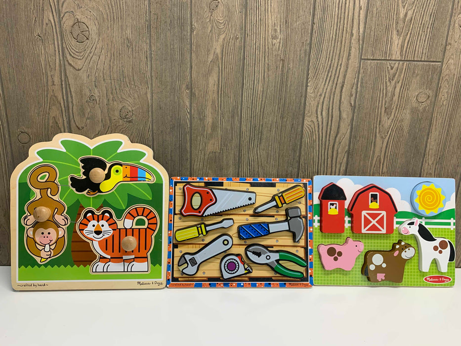 used BUNDLE Melissa & Doug Wooden Puzzles