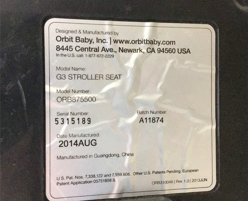 used Orbit Baby G3 Stroller Seat