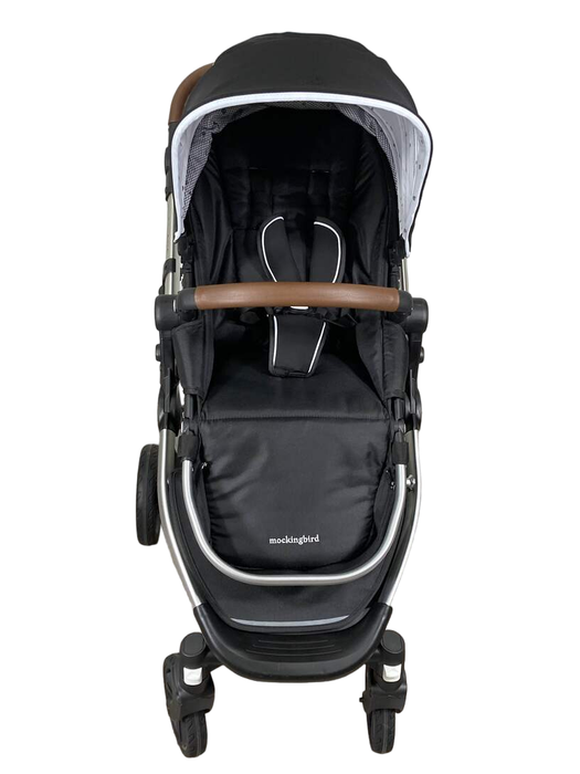 secondhand Mockingbird Single Stroller, 2023, Black, Watercolor Drops, Silver With Penny Leather