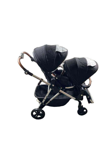 secondhand Mockingbird Double Stroller, Black, 2020, Windowpane, Silver with Brown Leather