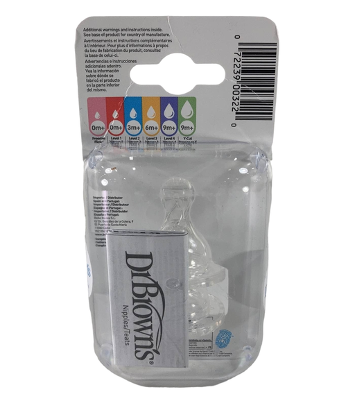 secondhand Dr. Brown's Baby Bottle Nipples 2-Pack, Level 2 (3m+, Medium Flow)