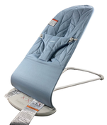 used BabyBjorn Bouncer Bliss, Light Gray Frame, Blue Cotton Petal Quilt