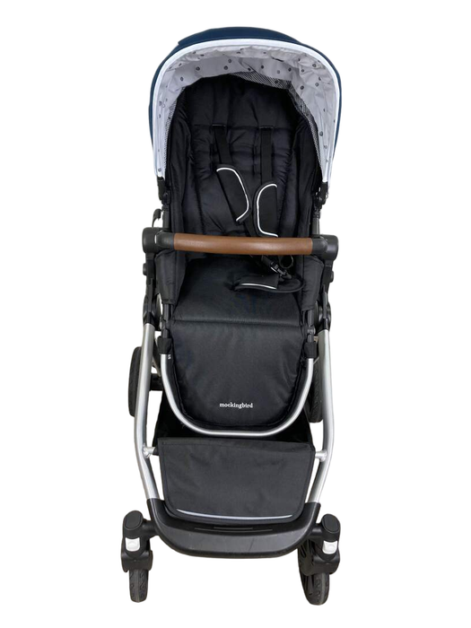 secondhand Mockingbird Single to Double Stroller, 2022, Silver with Penny Leather, Watercolor Drops, Sea