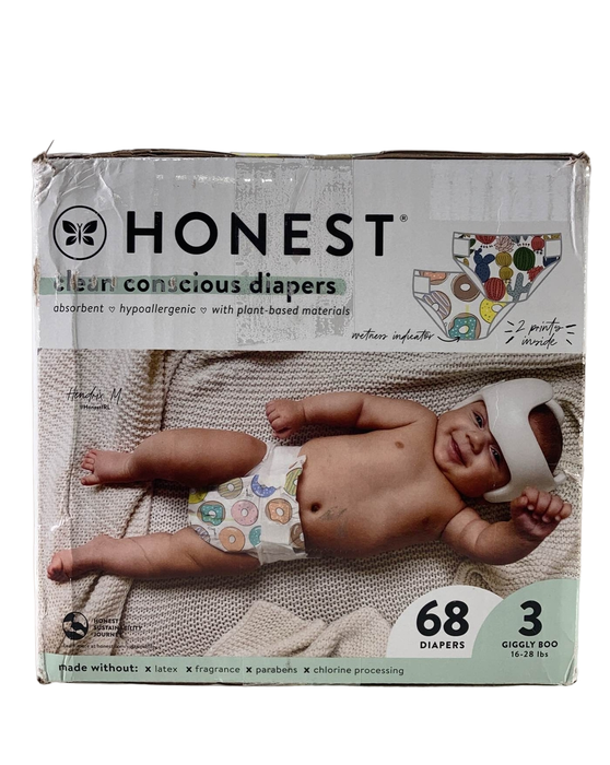 used Honest Company Club Box Diapers, Size 3, 68 Count