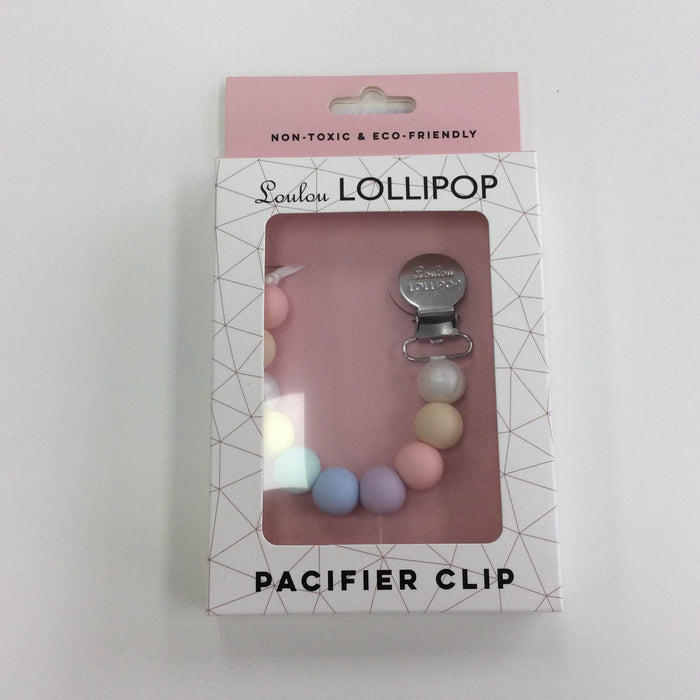 used LouLou Lollipop Pacifier Clip, In cotton candy