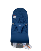 secondhand BabyBjorn Bouncer Bliss, Midnight Blue Cotton Classic Quilt, Dark Gray Frame