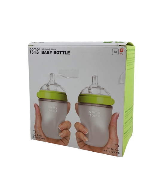 used Comotomo Bottles, 2 Pack, 8oz, Green