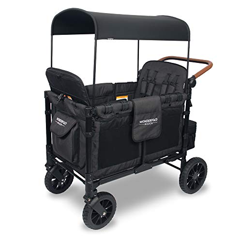 used Wonderfold W4 Luxe Quad Stroller Wagon, Elite Black Camo, 2023