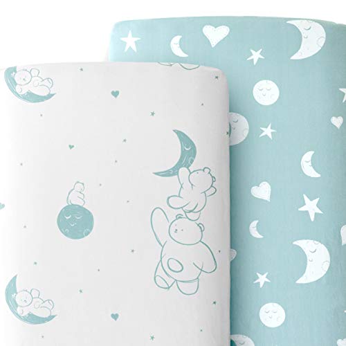 used JumpOff Jo 2 Pack Fitted Crib Sheets, Bear and Moon