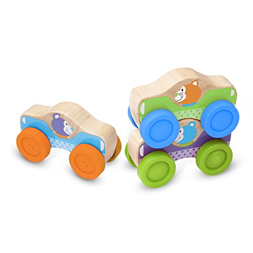 used Melissa & Doug First Play Wooden Animal Stacking Cars