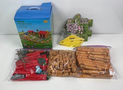 used Towo Wooden Logs Toys Farm Playset