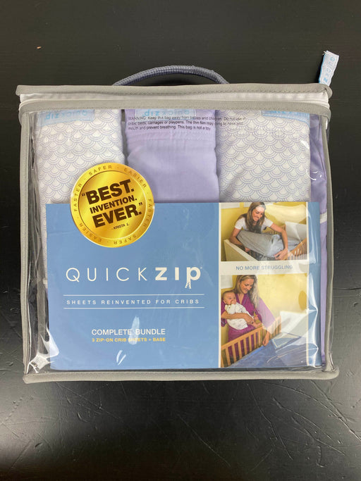 used Quick Zip Crib Sheet Set, Purple