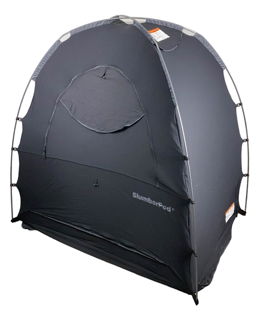 secondhand SlumberPod 3.0 Sleep Canopy with Fan, Black with Gray Accents