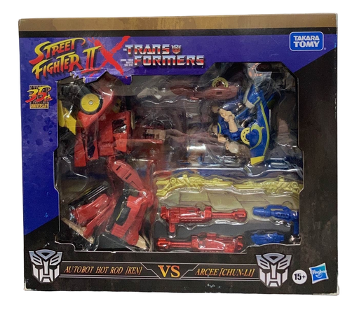 used Hasbro Transformers Street Fighter II Auto bot Hot Rod Vs Chun-Li