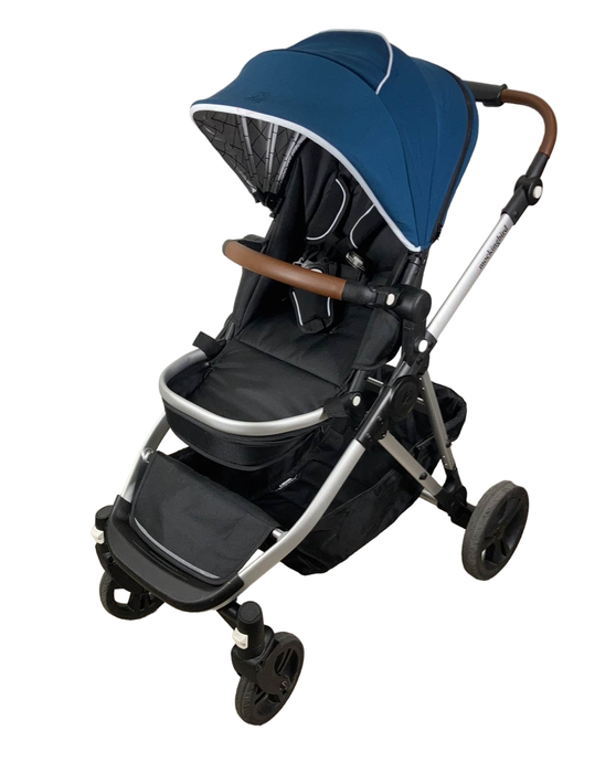 secondhand Mockingbird Single to Double Stroller, 2023, Silver with Penny Leather, Windowpane, Sea