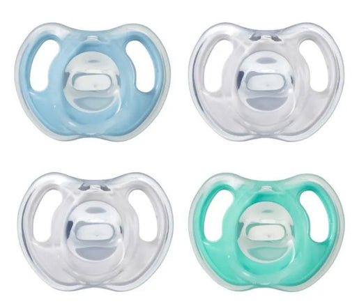 used Tommee Tippee Ultra Light Silicone Pacifiers, Blue-Green, 0-6 months