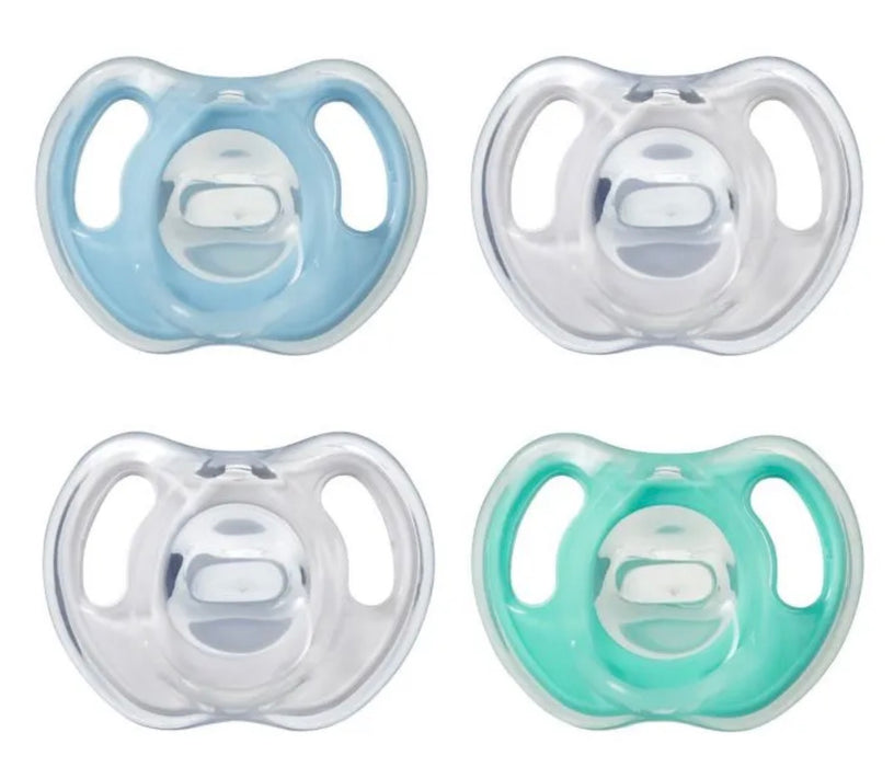 used Tommee Tippee Ultra Light Silicone Pacifiers, Blue-Green, 0-6 months