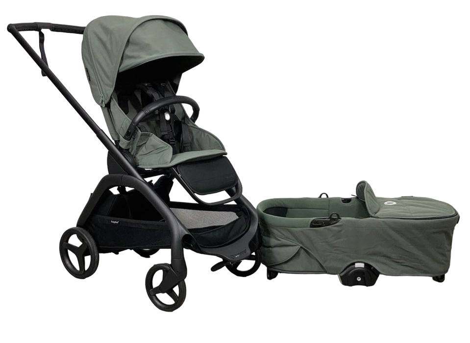 used Bugaboo Dragonfly Bassinet and Seat Stroller, Black, Forest Green, Forest Green, 2023