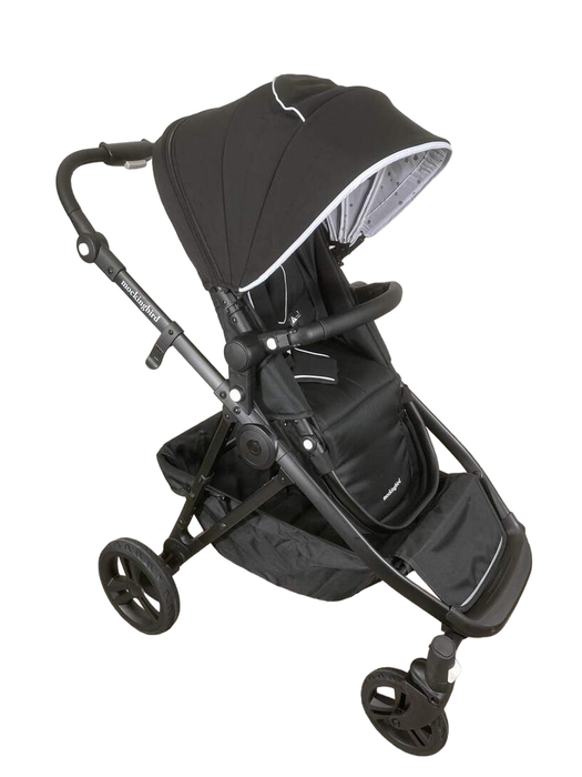 used Mockingbird Single to Double Stroller, 2022, Matte Black with Matte Black Leather, Watercolor Drops, Black