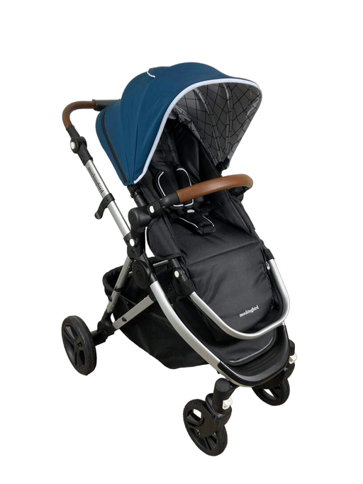 used Mockingbird Single to Double Stroller, 2023, Silver with Penny Leather, Windowpane, Sea