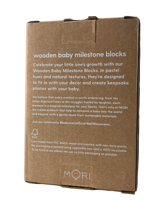 secondhand MORI Wooden Baby Milestone Blocks