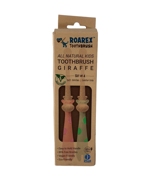 used Roarex All Natural Eco Toothbrush Set, 4 pack Rose/Mint