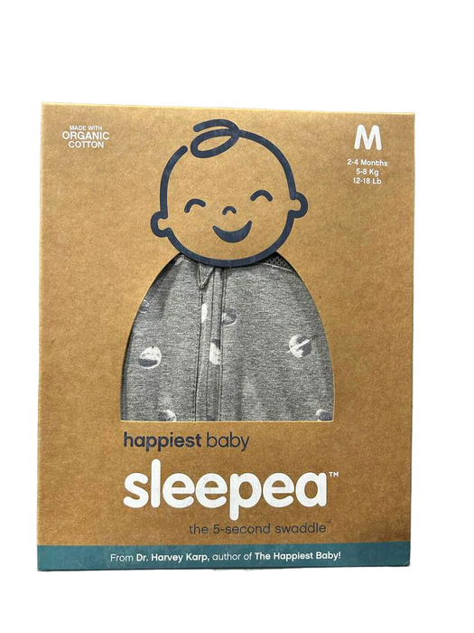 used Happiest Baby Sleepea Swaddle, Medium, Graphite Gray Planets