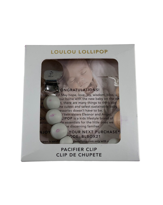 used LouLou Lollipop Pacifier Clip, Colour Block, Cool Grey