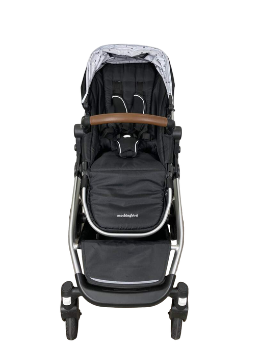 secondhand Mockingbird Single to Double Stroller, 2022, Silver with Penny Leather, Watercolor Drops, Black