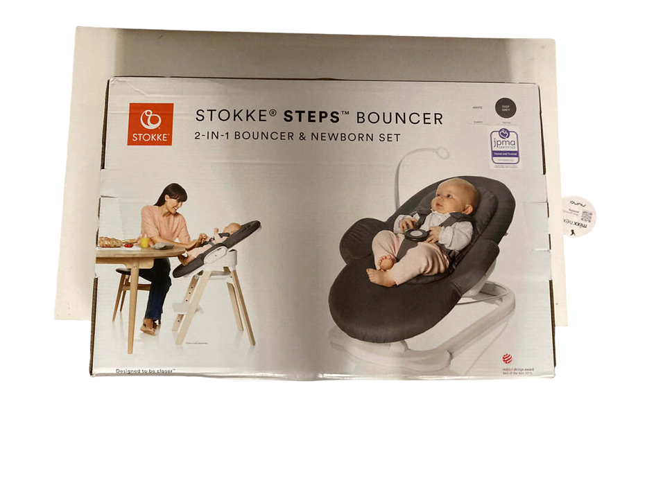 used Stokke Steps Bouncer, Deep Grey White Chassis