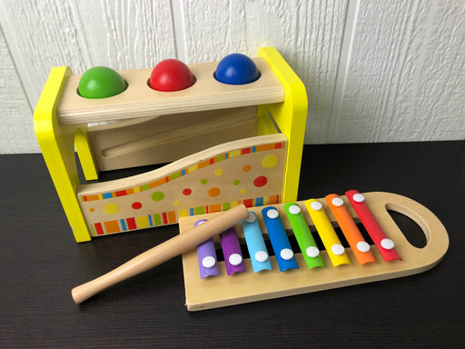 secondhand Toys Wood Oxford Wooden Hammer and Ball Toy and Xylophone Set